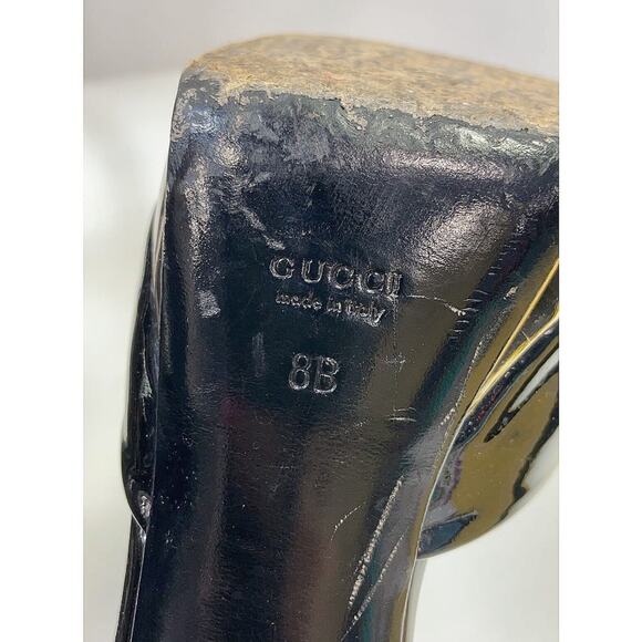 Authentic GUCCI Saddle Soft Tamponato Chocolate Brown Leather Peep Toe Sz 8 $749 - Picture 9 of 11